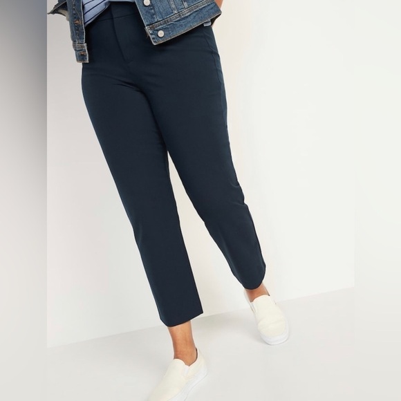 NWT! Old Navy High-Waisted Pixie Straight Ankle Pants Navy - Multiple 💙 - Picture 5 of 8